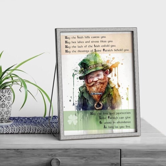 Noblecaptures Other - 4x6 St. Patricks Day Leprechaun Irish Blessing Watercolor Oil Painting‎ Print